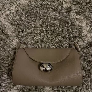 Gray Leather Shoulder Bag